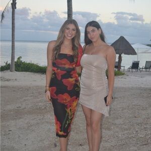 Zara black and red floral maxi dress